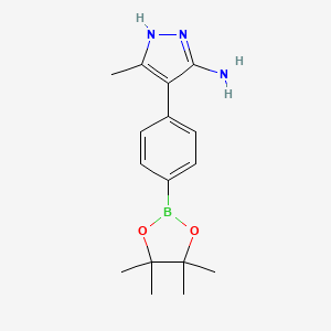 molecular formula C16H22BN3O2 B7956684 5-Methyl-4-[4-(tetramethyl-1,3,2-dioxaborolan-2-yl)phenyl]-2H-pyrazol-3-amine 
