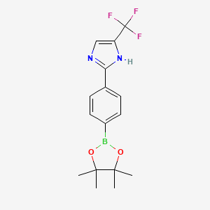 molecular formula C16H18BF3N2O2 B7956688 2-[4-(Tetramethyl-1,3,2-dioxaborolan-2-yl)phenyl]-4-(trifluoromethyl)-3H-imidazole 