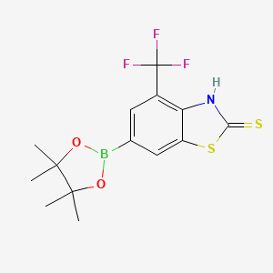 molecular formula C14H15BF3NO2S2 B7956693 6-(Tetramethyl-1,3,2-dioxaborolan-2-yl)-4-(trifluoromethyl)-1,3-benzothiazole-2-thiol 