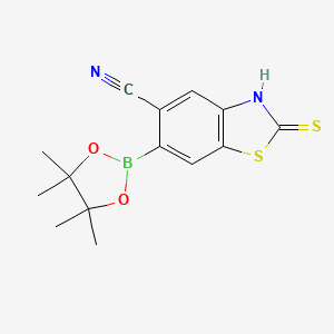 molecular formula C14H15BN2O2S2 B7956700 2-Sulfanyl-6-(tetramethyl-1,3,2-dioxaborolan-2-yl)-1,3-benzothiazole-5-carbonitrile 