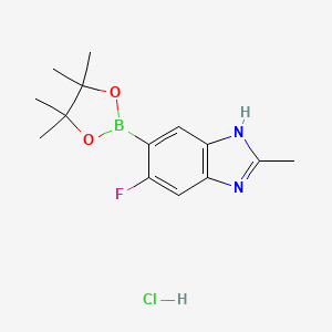 molecular formula C14H19BClFN2O2 B7956728 5-Fluoro-2-methyl-6-(tetramethyl-1,3,2-dioxaborolan-2-yl)-3H-1,3-benzodiazole hydrochloride 