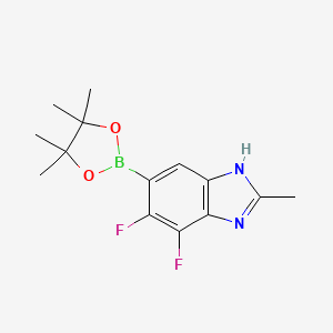 molecular formula C14H17BF2N2O2 B7956739 4,5-Difluoro-2-methyl-6-(tetramethyl-1,3,2-dioxaborolan-2-yl)-3H-1,3-benzodiazole 