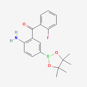 molecular formula C19H21BFNO3 B7956750 2-[(2-Fluorophenyl)carbonyl]-4-(tetramethyl-1,3,2-dioxaborolan-2-yl)aniline 