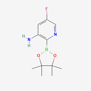 molecular formula C11H16BFN2O2 B7956797 5-Fluoro-2-(tetramethyl-1,3,2-dioxaborolan-2-yl)pyridin-3-amine 