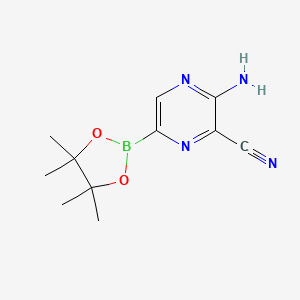 molecular formula C11H15BN4O2 B7956799 3-Amino-6-(tetramethyl-1,3,2-dioxaborolan-2-yl)pyrazine-2-carbonitrile 