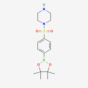 molecular formula C16H25BN2O4S B7956826 1-{[4-(Tetramethyl-1,3,2-dioxaborolan-2-yl)benzene]sulfonyl}piperazine 