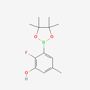 molecular formula C13H18BFO3 B7956885 2-Fluoro-5-methyl-3-(tetramethyl-1,3,2-dioxaborolan-2-yl)phenol 