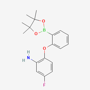 molecular formula C18H21BFNO3 B7956891 5-Fluoro-2-[2-(tetramethyl-1,3,2-dioxaborolan-2-yl)phenoxy]aniline 