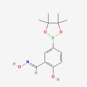 molecular formula C13H18BNO4 B7956894 2-[(E)-hydroxyiminomethyl]-4-(4,4,5,5-tetramethyl-1,3,2-dioxaborolan-2-yl)phenol 