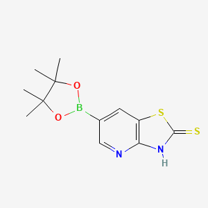 molecular formula C12H15BN2O2S2 B7956900 6-(Tetramethyl-1,3,2-dioxaborolan-2-yl)-[1,3]thiazolo[4,5-b]pyridine-2-thiol 