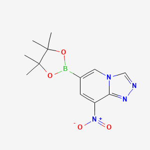 molecular formula C12H15BN4O4 B7956901 8-Nitro-6-(tetramethyl-1,3,2-dioxaborolan-2-yl)-[1,2,4]triazolo[4,3-a]pyridine 