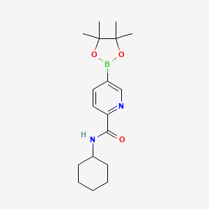 molecular formula C18H27BN2O3 B7956907 N-Cyclohexyl-5-(tetramethyl-1,3,2-dioxaborolan-2-yl)pyridine-2-carboxamide 