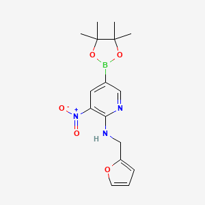 molecular formula C16H20BN3O5 B7956931 N-(Furan-2-ylmethyl)-3-nitro-5-(tetramethyl-1,3,2-dioxaborolan-2-yl)pyridin-2-amine 