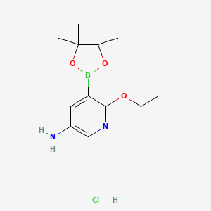 molecular formula C13H22BClN2O3 B7956940 6-Ethoxy-5-(tetramethyl-1,3,2-dioxaborolan-2-yl)pyridin-3-amine hydrochloride 