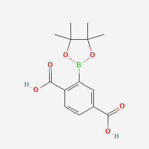 molecular formula C14H17BO6 B7956956 2-(Tetramethyl-1,3,2-dioxaborolan-2-yl)benzene-1,4-dicarboxylic acid 