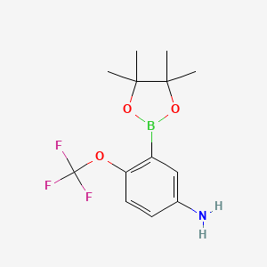molecular formula C13H17BF3NO3 B7956972 3-(Tetramethyl-1,3,2-dioxaborolan-2-yl)-4-(trifluoromethoxy)aniline 