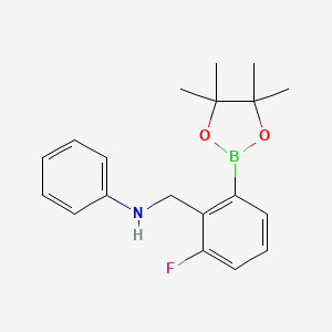 molecular formula C19H23BFNO2 B7957000 N-{[2-Fluoro-6-(tetramethyl-1,3,2-dioxaborolan-2-yl)phenyl]methyl}aniline 