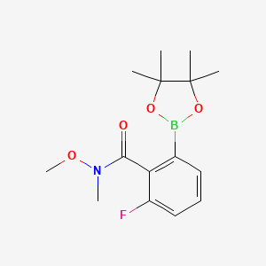 molecular formula C15H21BFNO4 B7957030 2-Fluoro-N-methoxy-N-methyl-6-(tetramethyl-1,3,2-dioxaborolan-2-yl)benzamide 