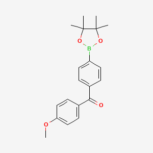 molecular formula C20H23BO4 B7957037 2-{4-[(4-Methoxyphenyl)carbonyl]phenyl}-4,4,5,5-tetramethyl-1,3,2-dioxaborolane 