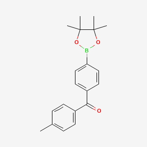 molecular formula C20H23BO3 B7957044 4,4,5,5-Tetramethyl-2-{4-[(4-methylphenyl)carbonyl]phenyl}-1,3,2-dioxaborolane 