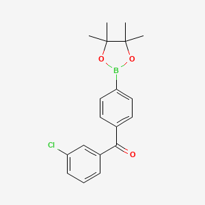 molecular formula C19H20BClO3 B7957081 2-{4-[(3-Chlorophenyl)carbonyl]phenyl}-4,4,5,5-tetramethyl-1,3,2-dioxaborolane 