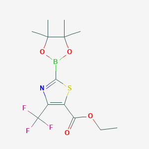 molecular formula C13H17BF3NO4S B7957087 Ethyl 2-(tetramethyl-1,3,2-dioxaborolan-2-yl)-4-(trifluoromethyl)-1,3-thiazole-5-carboxylate 
