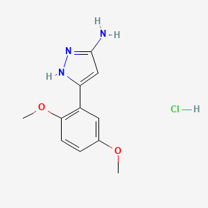 molecular formula C11H14ClN3O2 B7957141 3-(2,5-Dimethoxyphenyl)-1H-pyrazol-5-amine hydrochloride 