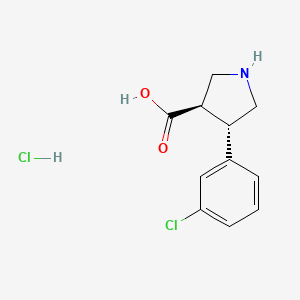 molecular formula C11H13Cl2NO2 B7957146 (3R,4S)-rel-4-(3-Chlorophenyl)pyrrolidine-3-carboxylic acid hydrochloride 