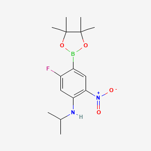 molecular formula C15H22BFN2O4 B7957358 5-Fluoro-N-isopropyl-2-nitro-4-(tetramethyl-1,3,2-dioxaborolan-2-yl)aniline 