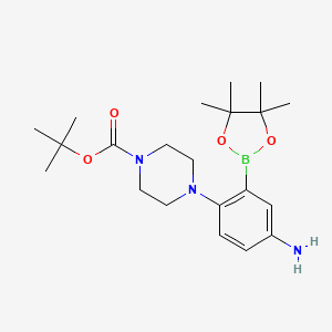 molecular formula C21H34BN3O4 B7957362 tert-Butyl 4-[4-amino-2-(tetramethyl-1,3,2-dioxaborolan-2-yl)phenyl]piperazine-1-carboxylate 
