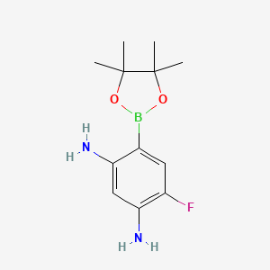 molecular formula C12H18BFN2O2 B7957373 4-Fluoro-6-(tetramethyl-1,3,2-dioxaborolan-2-yl)benzene-1,3-diamine 