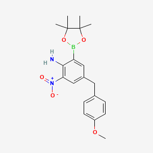 4-[(4-Methoxyphenyl)methyl]-2-nitro-6-(tetramethyl-1,3,2-dioxaborolan-2-yl)aniline