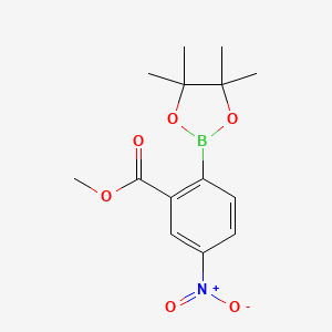 molecular formula C14H18BNO6 B7957382 Methyl 5-nitro-2-(4,4,5,5-tetramethyl-1,3,2-dioxaborolan-2-yl)benzoate 