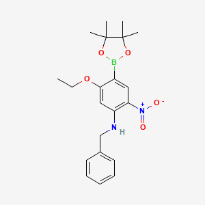 molecular formula C21H27BN2O5 B7957389 N-Benzyl-5-ethoxy-2-nitro-4-(tetramethyl-1,3,2-dioxaborolan-2-yl)aniline 
