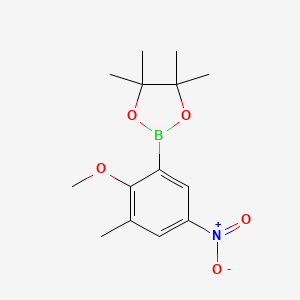 molecular formula C14H20BNO5 B7957405 2-(2-Methoxy-3-methyl-5-nitrophenyl)-4,4,5,5-tetramethyl-1,3,2-dioxaborolane 
