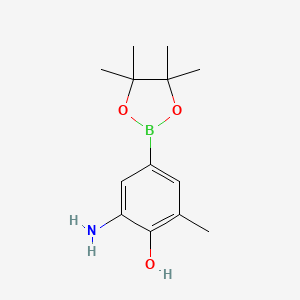 molecular formula C13H20BNO3 B7957421 2-Amino-6-methyl-4-(tetramethyl-1,3,2-dioxaborolan-2-yl)phenol 