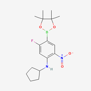molecular formula C17H24BFN2O4 B7957434 N-Cyclopentyl-5-fluoro-2-nitro-4-(tetramethyl-1,3,2-dioxaborolan-2-yl)aniline 
