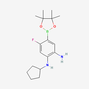 molecular formula C17H26BFN2O2 B7957437 1-N-Cyclopentyl-5-fluoro-4-(tetramethyl-1,3,2-dioxaborolan-2-yl)benzene-1,2-diamine 