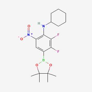 molecular formula C18H25BF2N2O4 B7957443 N-Cyclohexyl-2,3-difluoro-6-nitro-4-(tetramethyl-1,3,2-dioxaborolan-2-yl)aniline 