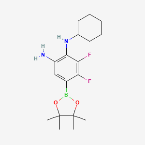 molecular formula C18H27BF2N2O2 B7957447 1-N-Cyclohexyl-5,6-difluoro-4-(tetramethyl-1,3,2-dioxaborolan-2-yl)benzene-1,2-diamine 