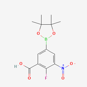 molecular formula C13H15BFNO6 B7957458 2-Fluoro-3-nitro-5-(tetramethyl-1,3,2-dioxaborolan-2-yl)benzoic acid 