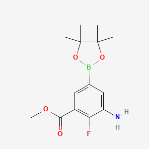 molecular formula C14H19BFNO4 B7957465 Methyl 3-amino-2-fluoro-5-(tetramethyl-1,3,2-dioxaborolan-2-yl)benzoate 