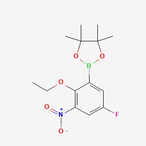 molecular formula C14H19BFNO5 B7957473 2-(2-Ethoxy-5-fluoro-3-nitrophenyl)-4,4,5,5-tetramethyl-1,3,2-dioxaborolane 