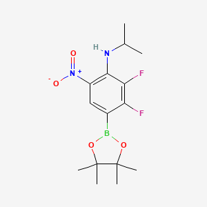 molecular formula C15H21BF2N2O4 B7957494 2,3-Difluoro-N-isopropyl-6-nitro-4-(tetramethyl-1,3,2-dioxaborolan-2-yl)aniline 
