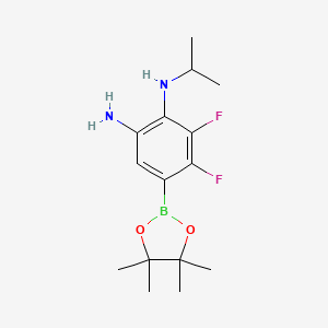 molecular formula C15H23BF2N2O2 B7957497 5,6-Difluoro-1-n-(propan-2-yl)-4-(tetramethyl-1,3,2-dioxaborolan-2-yl)benzene-1,2-diamine 