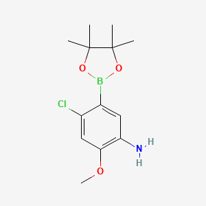 molecular formula C13H19BClNO3 B7957504 4-Chloro-2-methoxy-5-(tetramethyl-1,3,2-dioxaborolan-2-yl)aniline 