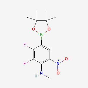 molecular formula C13H17BF2N2O4 B7957505 2,3-Difluoro-N-methyl-6-nitro-4-(tetramethyl-1,3,2-dioxaborolan-2-yl)aniline 
