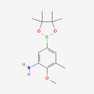 molecular formula C14H22BNO3 B7957532 2-Methoxy-3-methyl-5-(tetramethyl-1,3,2-dioxaborolan-2-yl)aniline 