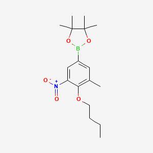 molecular formula C17H26BNO5 B7957547 2-(4-Butoxy-3-methyl-5-nitrophenyl)-4,4,5,5-tetramethyl-1,3,2-dioxaborolane 