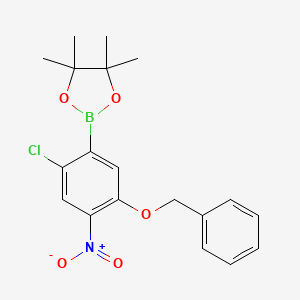 molecular formula C19H21BClNO5 B7957562 2-[5-(Benzyloxy)-2-chloro-4-nitrophenyl]-4,4,5,5-tetramethyl-1,3,2-dioxaborolane 
